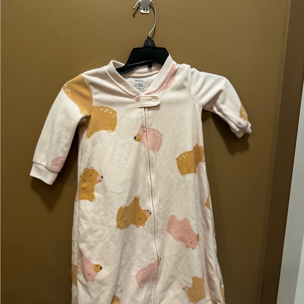 Carter's Pink Sleep Sack with Mustard & Blush Bear Print